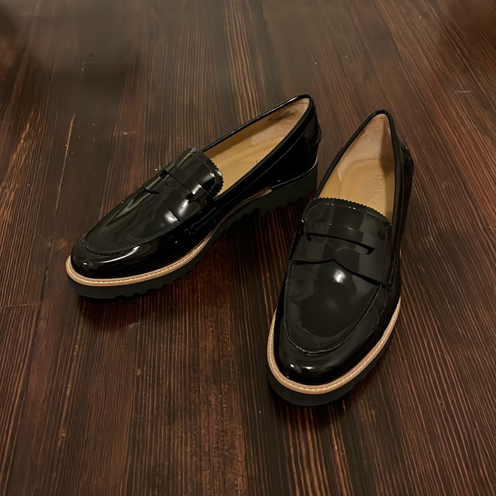 Franco Sarto patent faux leather loafers